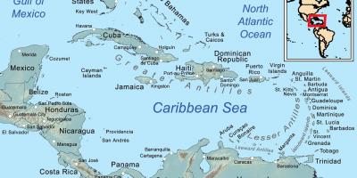 Kaart van jamaika en die omliggende eilande