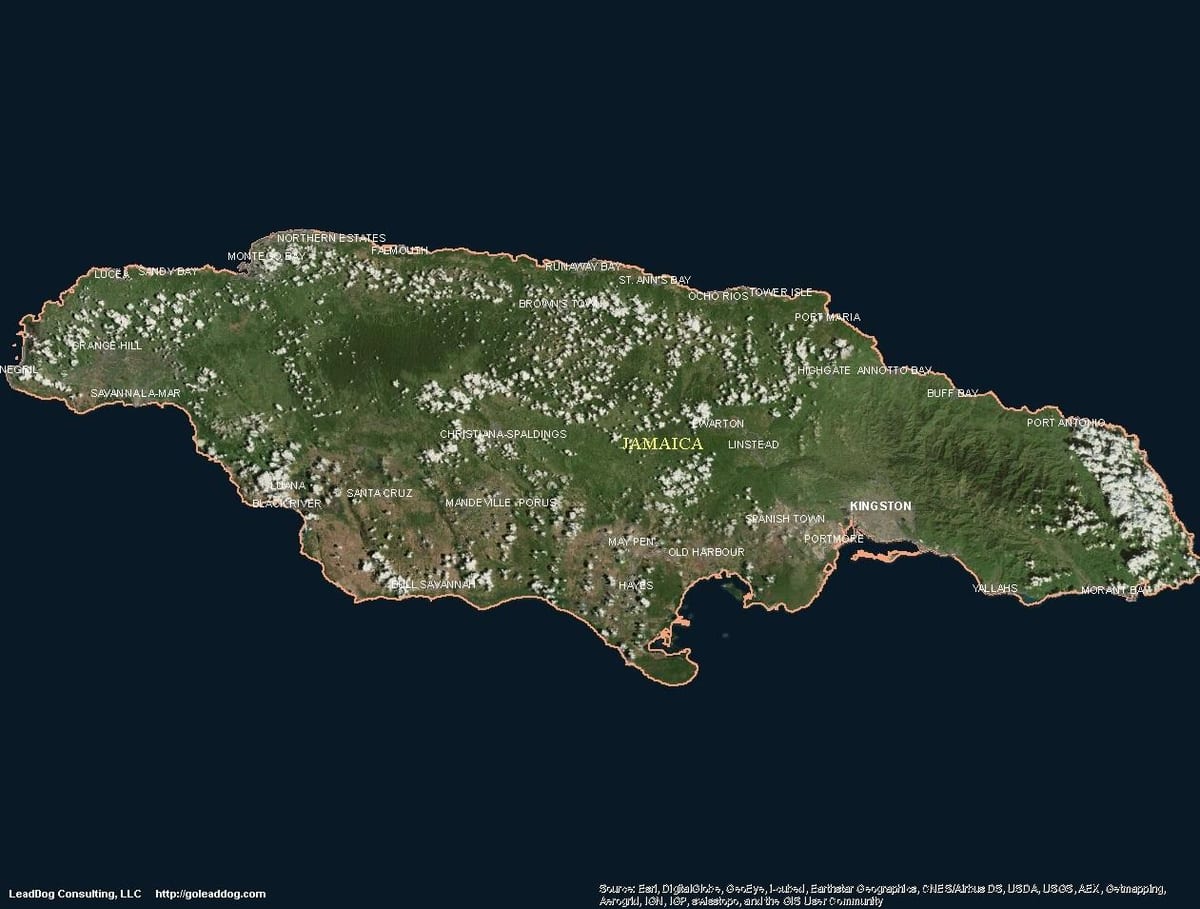 Kaart van die lug jamaica