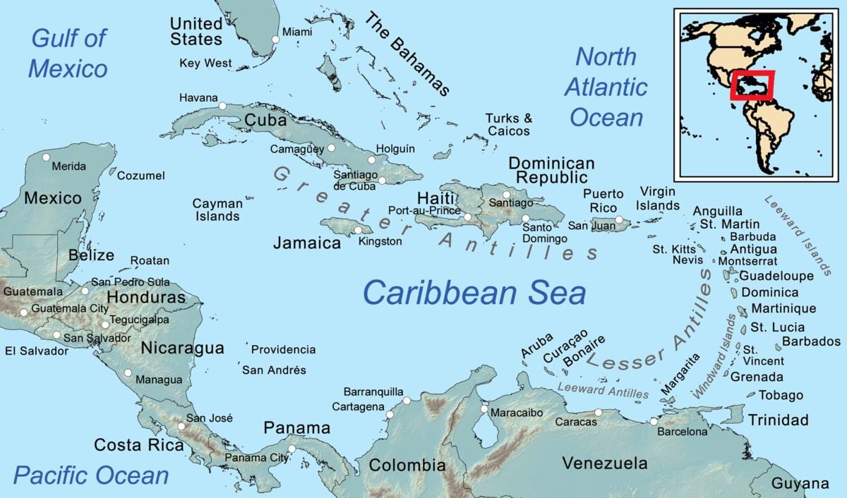 jamaica op die kaart in caribbean