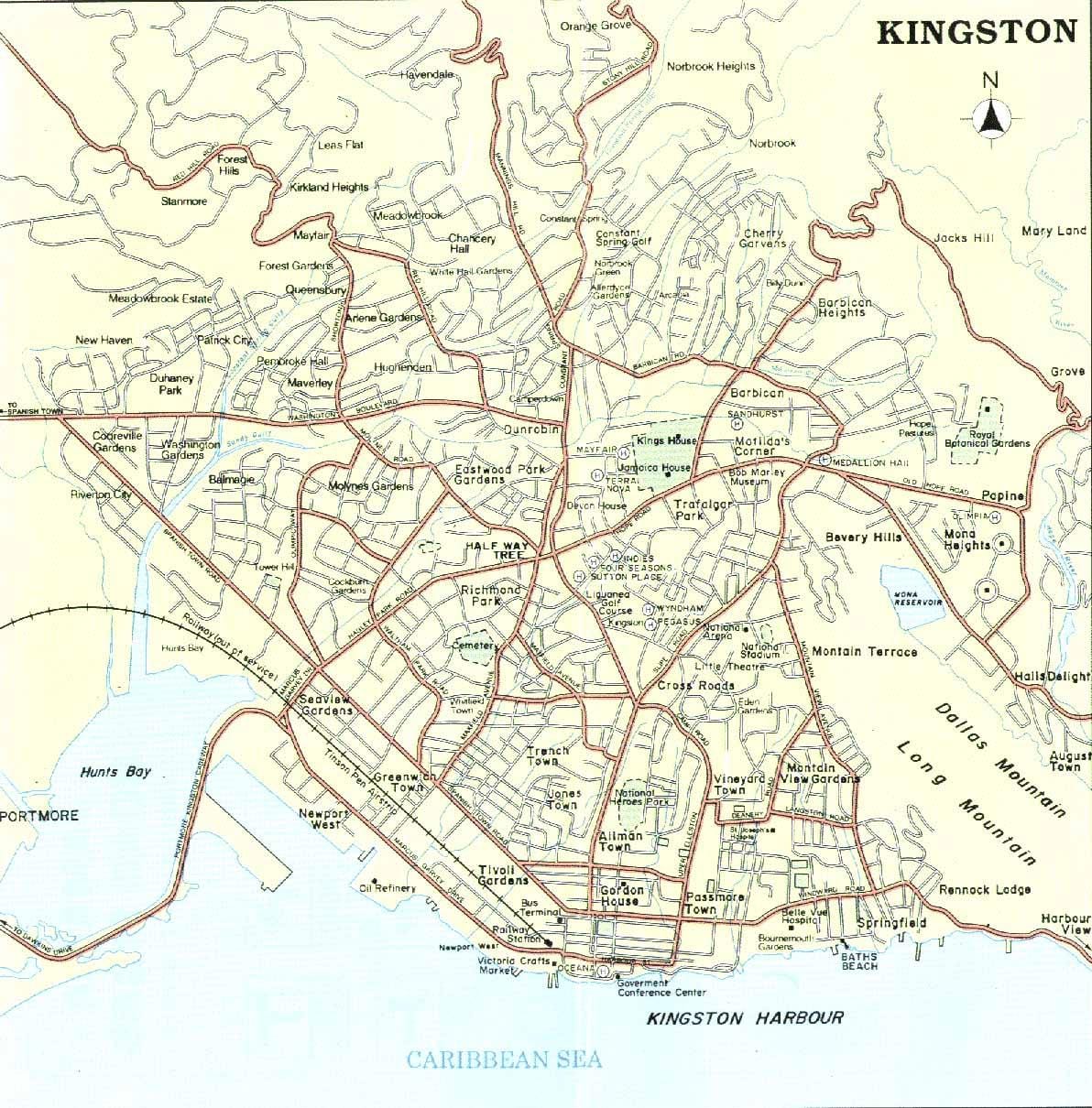 Kaart van kingston jamaica wyk