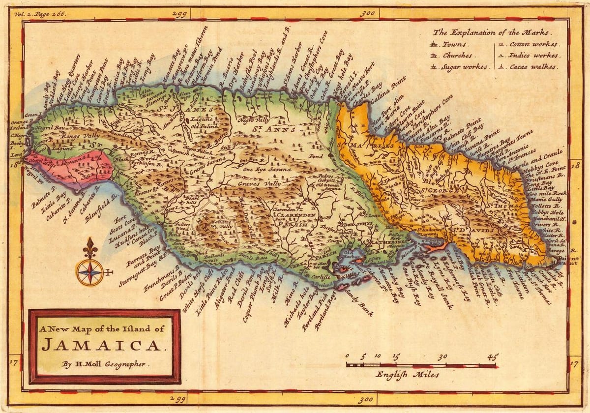 Kaart van die ou jamaica