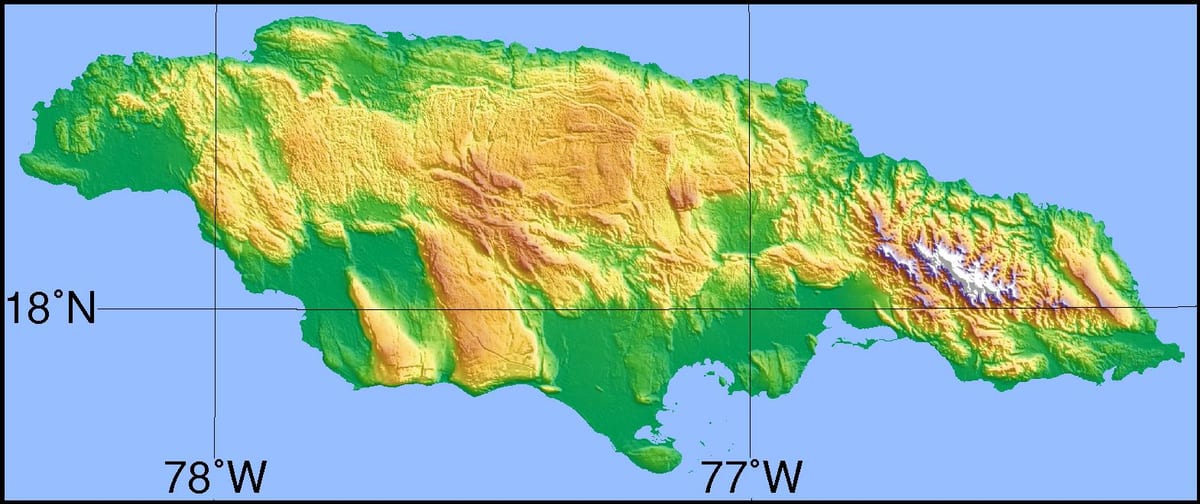 Kaart van satelliet jamaica