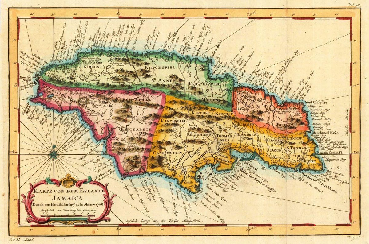Kaart van oesjaar jamaica