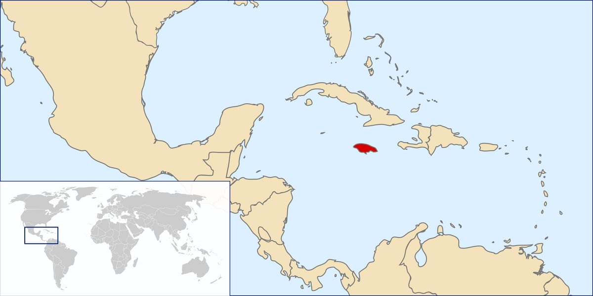 jamaica land in die wêreld kaart