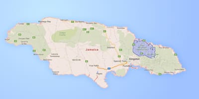 Kaart van die blou berge jamaica