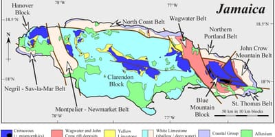 Kaart van geologiese jamaica