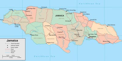Kaart van politieke jamaica