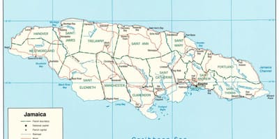 Kaart van riviere in jamaica