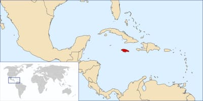 Jamaica land in die wêreld kaart